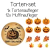 Tortendekoration Aufleger Set Halloween Kürbis herbst Blätter Muffin cupcakes Kuchen essbare Dekoration