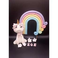 Tortendekoration Einhorn, Tortendekoration, Zuckerfigur, Tortenfiguren, Regenbogen, Fondant Figur Einhorn