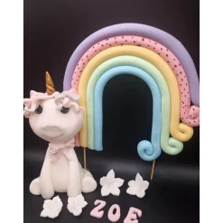 Tortendekoration Einhorn, Tortendekoration, Zuckerfigur, Tortenfiguren, Regenbogen, Fondant Figur Einhorn
