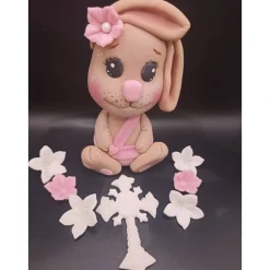 Tortendekoration Hase, Fondant Figuren Taufe