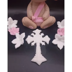 Tortendekoration Hase, Fondant Figuren Taufe