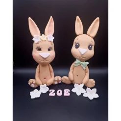 Tortendekoration Hasen,Tortendekorationen, Fondant Figur Hase, Geburtstagsdekoration, Tierfiguren, Zuckerfiguren,