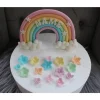 Tortendekoration Regenbogen, Fondant Figuren Einhorn,