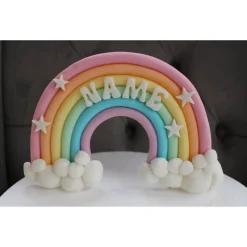 Tortendekoration Regenbogen, Fondant Figuren Einhorn,