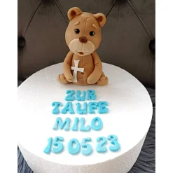 Tortendekoration Teddy, Taufe, Fondant Figuren Taufe