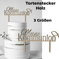 Tortenstecker Kommunion Tortendeko Holz Cake Topper