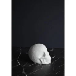 Totenkopf Flammen – Halloweenfigur aus Gips zum Selbstgestalten