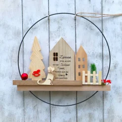 Tür Kranz Loop Hänger Haus Hund Holz Deko für Eingangsbereich