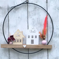 Tür Kranz Loop Hänger Haus Holz Deko für Eingangsbereich