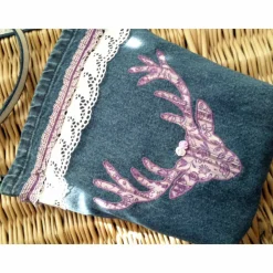 Trachten-Tasche - Dirndl-Tasche - Oktoberfest - Dirndl - Tracht - Country - Landhaus - Upcycling - Jeans - Hirsch - *Freiwild 1000lila