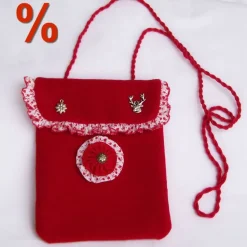 Trachtentasche rot – Handgemachte Dirndl-Umhängetasche mit Trachtenknopf & Stoffrosette, Unikat, Volksfest-Täschchen