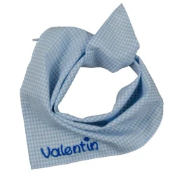 Trachtentuch kariert hellblau mit Spruch, Baby und Kind Jungen Mädchen Personalisiertes Babyhalstuch / Vichykaro