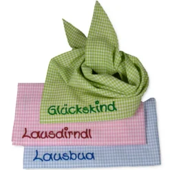 Trachtentuch kariert rosa mit Spruch, Baby und Kind Jungen Mädchen Personalisiertes Babyhalstuch / Vichykaro