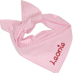 Trachtentuch kariert rosa mit Spruch, Baby und Kind Jungen Mädchen Personalisiertes Babyhalstuch / Vichykaro
