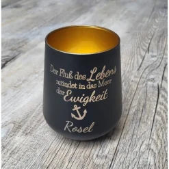 Trauerlicht / Kerzenglas / Windlicht / Erinnerungslicht / Schwarz / Abschied