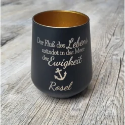 Trauerlicht / Kerzenglas / Windlicht / Erinnerungslicht / Schwarz / Abschied