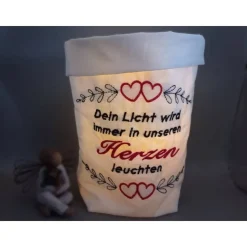 Trauerlicht, Erinnerungslicht - Dein Licht wird immer in unseren Herzen leuchten - Gedenklicht, Trauerbewältigung