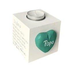 Trauerlicht Kerzenwürfel – Personalisierter Holzwürfel zur Erinnerung mit Teelichthalter