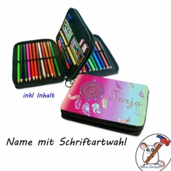 Traumfänger Federmäppchen inkl. Inhalt  mit Name / personalisierbar