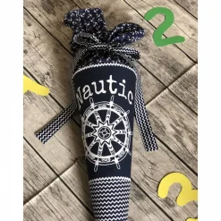 traumhafte Schultüte Zuckertüte 70cm maritim Anker blau weiß