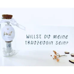 Trauzeugin fragen / willst du meine Trauzeugin sein? / Geschenk / Flaschenpost