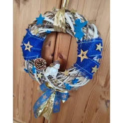 Türdeko Advent Engel blau/Gold 30cm