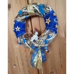 Türdeko Advent Engel blau/Gold 30cm