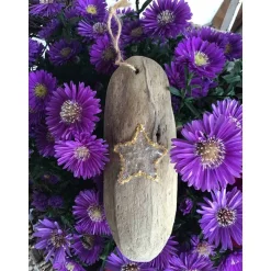 Treibholz Anhänger, Anhänger, Päckchenanhänger Stern, Weihnachten