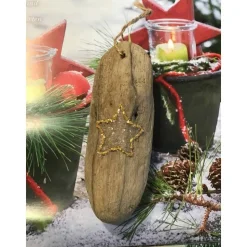 Treibholz Anhänger, Anhänger, Päckchenanhänger Stern, Weihnachten