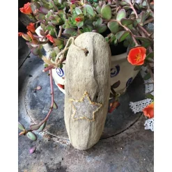 Treibholz Anhänger, Anhänger, Päckchenanhänger Stern, Weihnachten