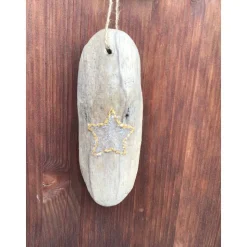 Treibholz Anhänger, Anhänger, Päckchenanhänger Stern, Weihnachten
