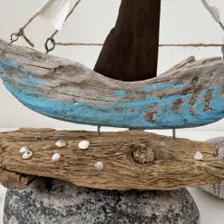 Treibholz Deko Boot – Maritime Tischdekoration aus Naturholz, Geschenkidee Nordsee