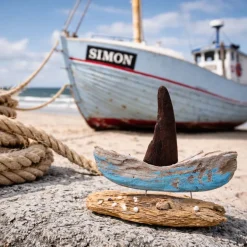 Treibholz Deko Boot – Maritime Tischdekoration aus Naturholz, Geschenkidee Nordsee