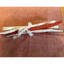 Treibholz Sticks, Punkte, Dots , rot - weiß