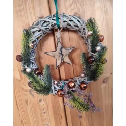 Türkranz Advent Weihnachts-Türkranz Weidenkranz Stern Holz 30cm