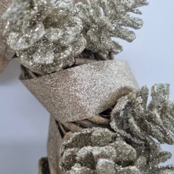 Türkranz aus Reisig für Weihnachten und Advent in Gold, 25cm Durchmesser