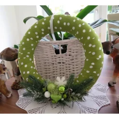 Türkranz grün weiß Weihnachten Advent Winter Deko Kranz Unikat