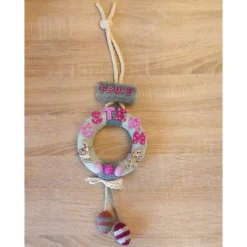 Türkranz mit Osterhasen und Schriftzug "Frohe Ostern" - grün-rosa-pink