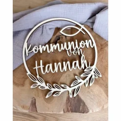 Türkranz personalisiert Kommunion / Konfirmation / Taufe / Kranz mit Namen / Wanddekoration