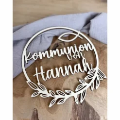 Türkranz personalisiert Kommunion / Konfirmation / Taufe / Kranz mit Namen / Wanddekoration