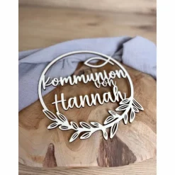Türkranz personalisiert Kommunion / Konfirmation / Taufe / Kranz mit Namen / Wanddekoration