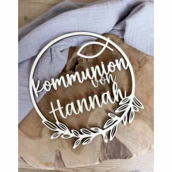 Türkranz personalisiert Kommunion / Konfirmation / Taufe / Kranz mit Namen / Wanddekoration