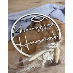 Türkranz personalisiert Kommunion / Konfirmation / Taufe / Kranz mit Namen / Wanddekoration