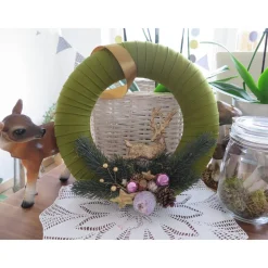 Türkranz Weihnachten Advent grün rosa goldfarben Deko Winter Weihnachtsdeko