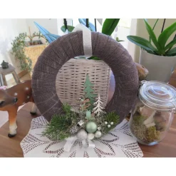 Türkranz Weihnachten grün silberfarben Deko Winter Advent Weihnachtsdeko