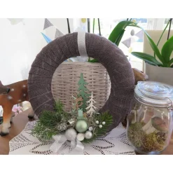 Türkranz Weihnachten grün silberfarben Deko Winter Advent Weihnachtsdeko