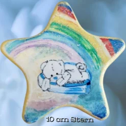Tränen trocknen im Licht des Regenbogens: Trauerstern mit Teddybär-Motiv