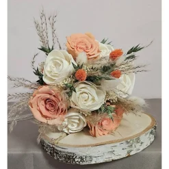 Trockenblumen Strauß Hochzeit Braut Standesamt apricot creme