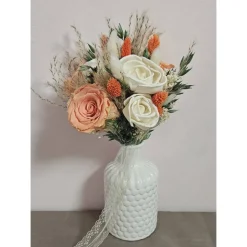Trockenblumen Strauß Hochzeit Braut Standesamt apricot creme