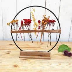 Trockenblumen Tischdeko Loop rot gelb Töne